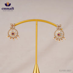 Chandni's CZ Pink Hangings: Exquisite Indian Jewellery Crafted with Pure Gold Plating and 92.5 Silver