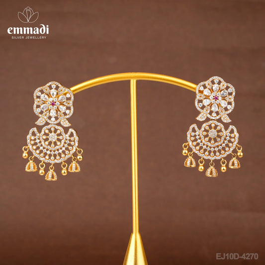 Chandni's CZ Pink Hangings: Exquisite Indian Jewellery Crafted with Pure Gold Plating and 92.5 Silver