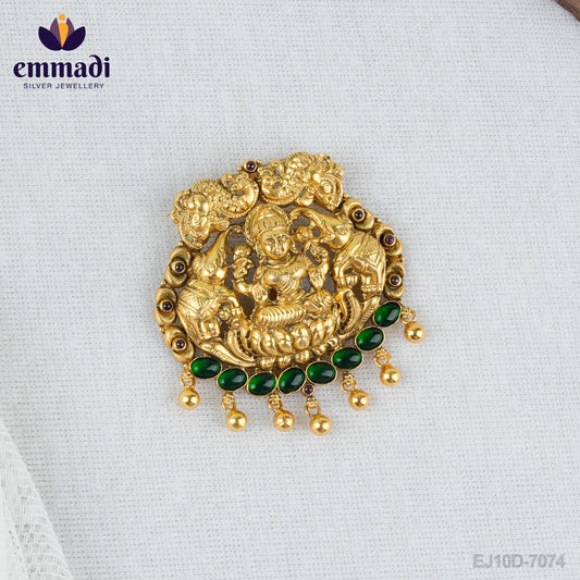 Anvaya KUNDAN PENDANT: Handcrafted with Pure Gold Plating 92.5 Silver by Emmadi Jewellers