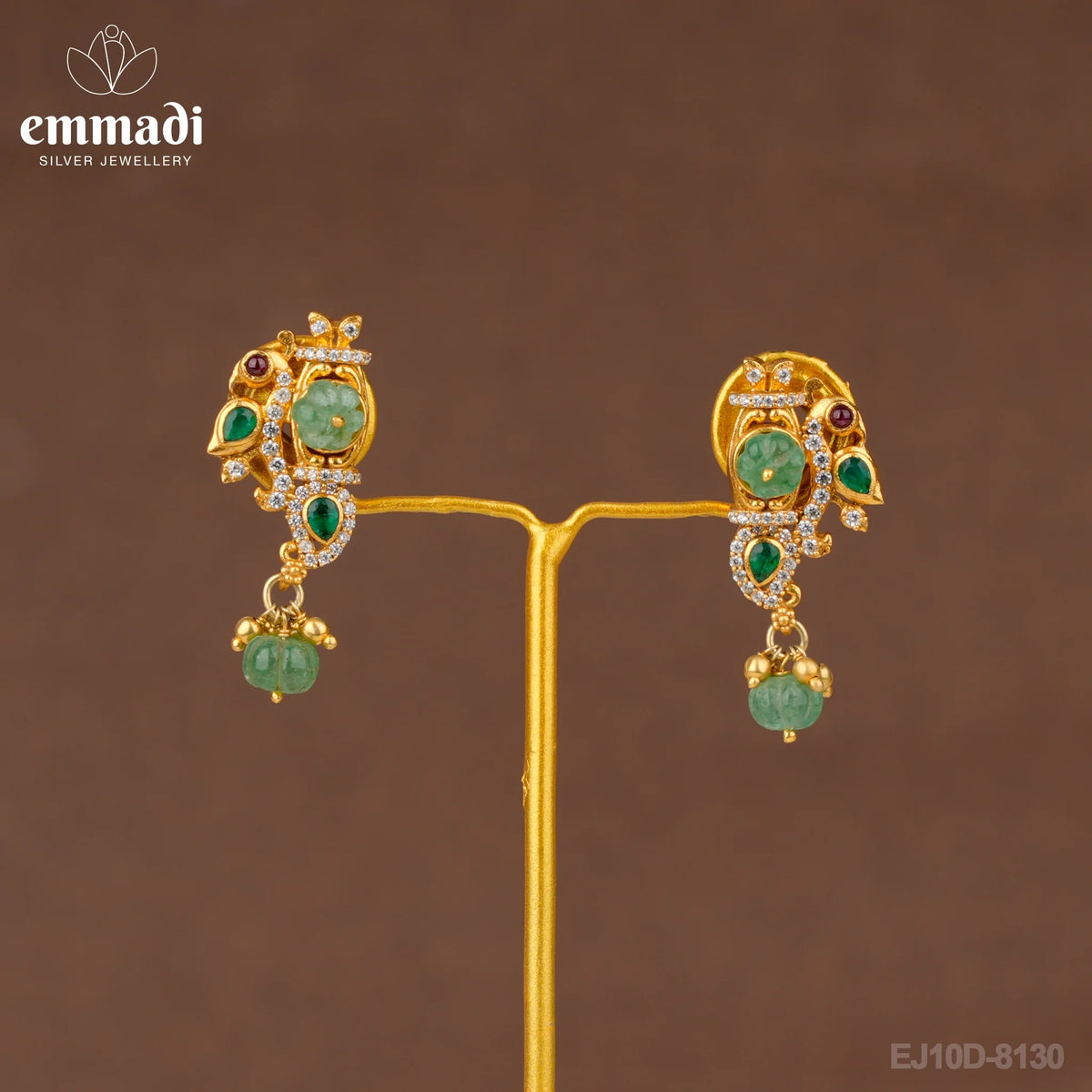 Shreya's CZ Green Hangings: Exquisite Indian-inspired Jewelry Collection