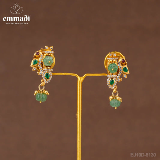 Shreya's CZ Green Hangings: Exquisite Indian-inspired Jewelry Collection