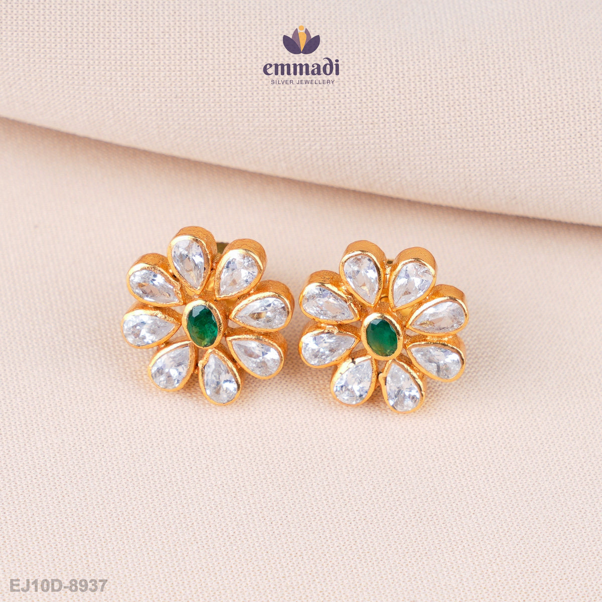 Aprajita Stunning Green Stone Studs