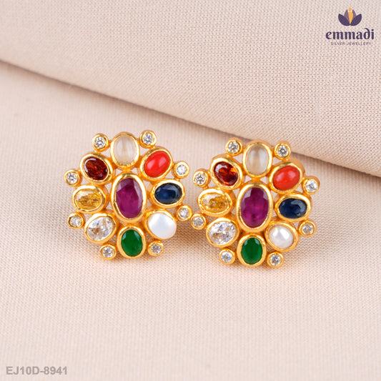 Arpana Exquisite Navrathan Stone Studs
