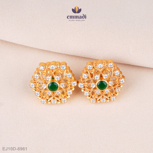 Harita Green Stone Studs: Timeless Elegance