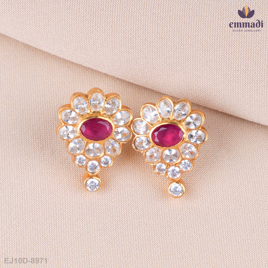 Hemani Radiant Red Stone Studs