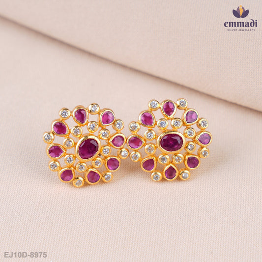 Jeevana Stunning Red Stone Studs
