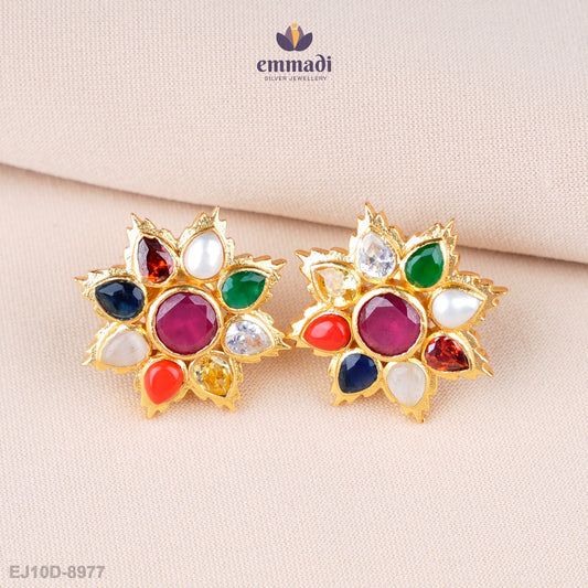 Kamya Stunning Navrathan Stone Studs