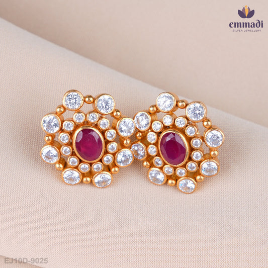 Neeti Elegant Red Stone Studs
