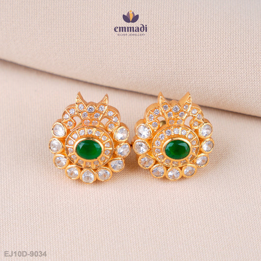 Nishi Elegant Green Stone Studs