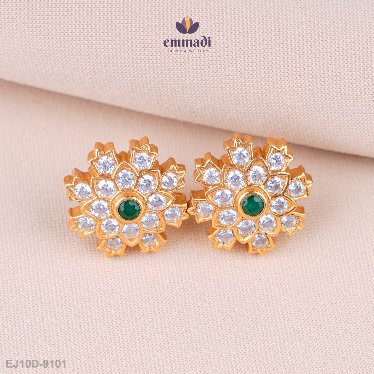 Sohini Radiant Green Stone Studs
