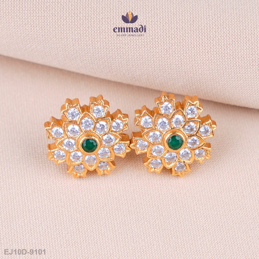 Sohini Radiant Green Stone Studs