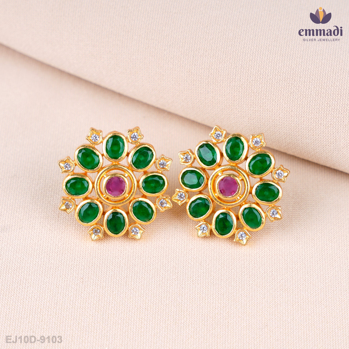 Stuti Exquisite Green Stone Studs