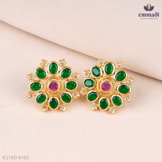 Stuti Exquisite Green Stone Studs