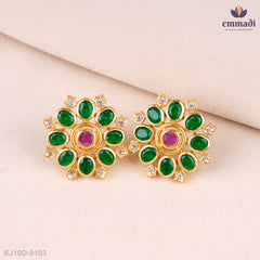 Stuti Exquisite Green Stone Studs