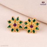 Sudha's Exquisite Green Stone Studs