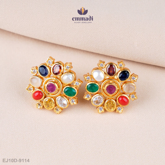 Trishna Elegant Navrathan Stone Studs