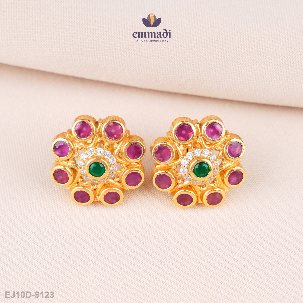Varuni Elegant Red Stone Studs