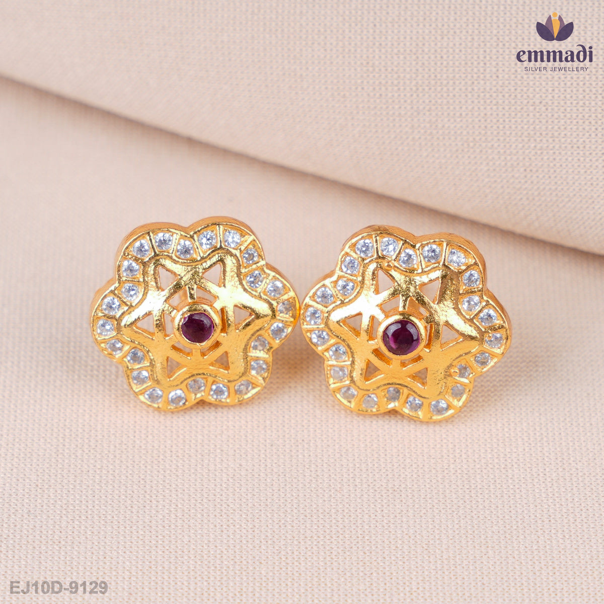 Aarohi Stunning Red Stone Studs