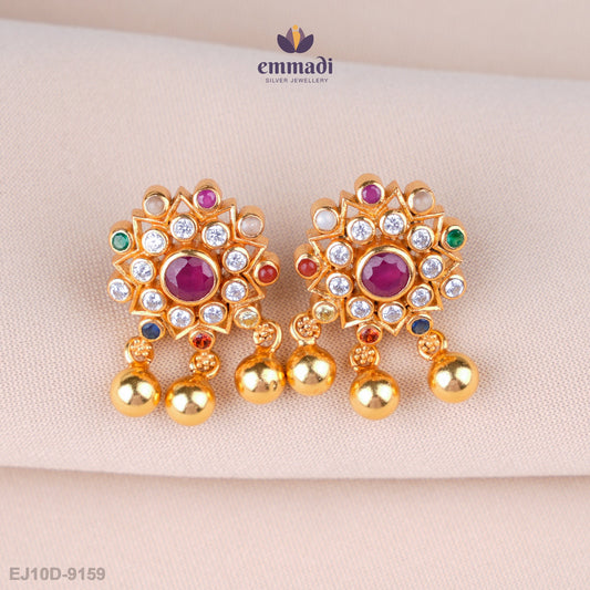 Chandani Studs Stone: Elegant Navrathan Jewels