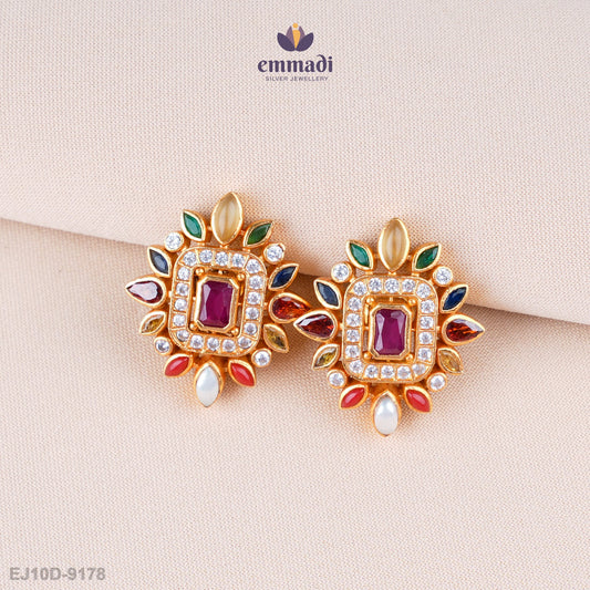 Ila Exquisite Navrathan Stone Studs