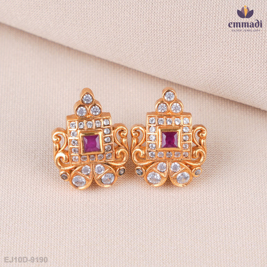 Keerthana Red Stone Stud Earrings