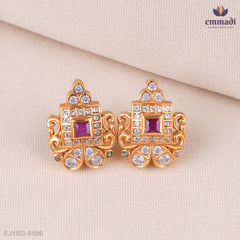 Keerthana Red Stone Stud Earrings