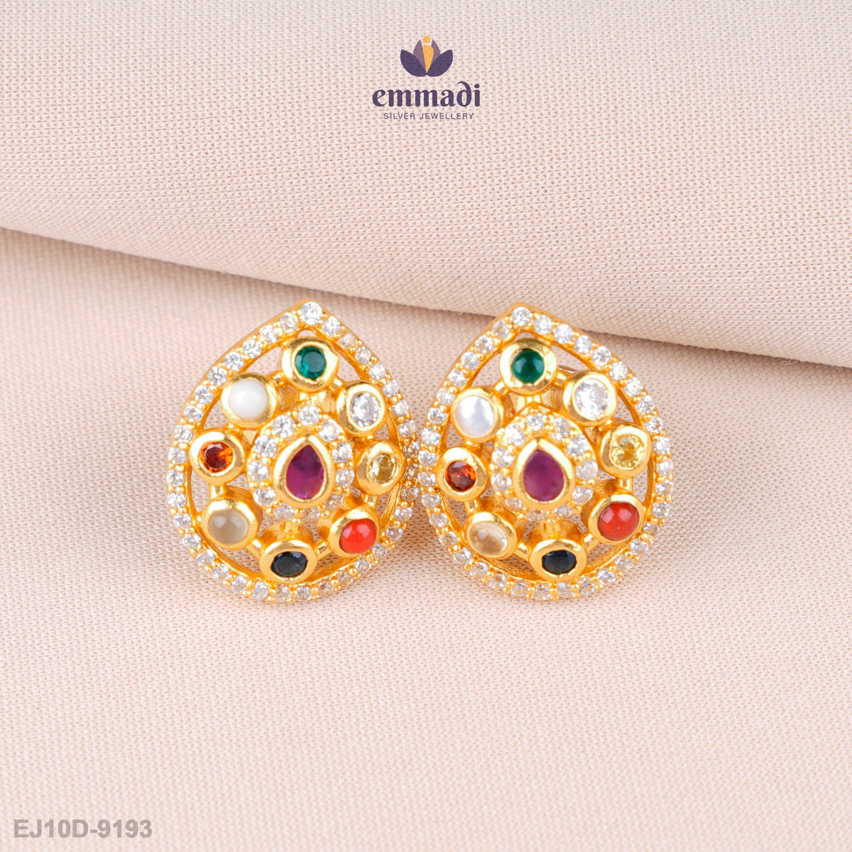 Malavika's Exquisite Navrathan Stone Studs