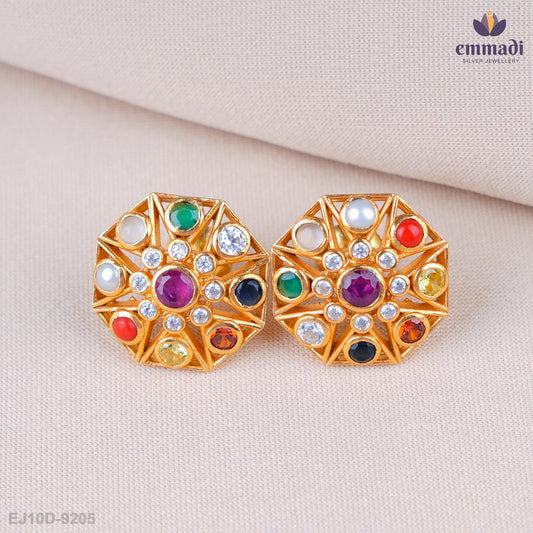 Pavani Exquisite Navrathan Stone Studs