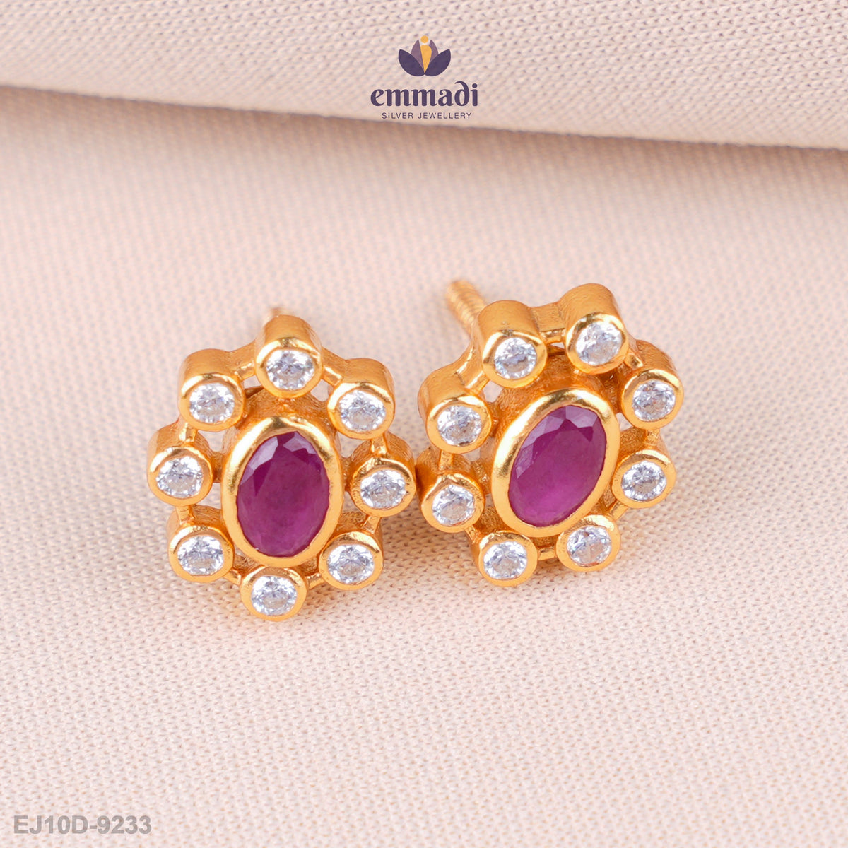 Srishti Stunning Red Stone Studs