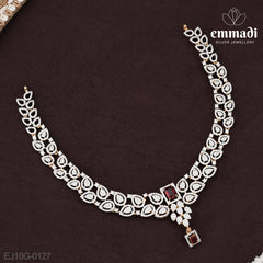 Lalitha Elegance: Premium Red CZ Necklace