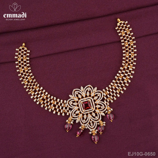 Samihana Cz Red Necklace