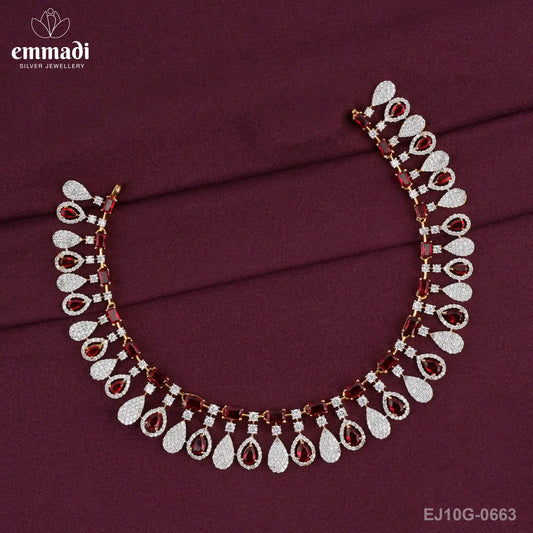 Samritha Cz Red Necklace