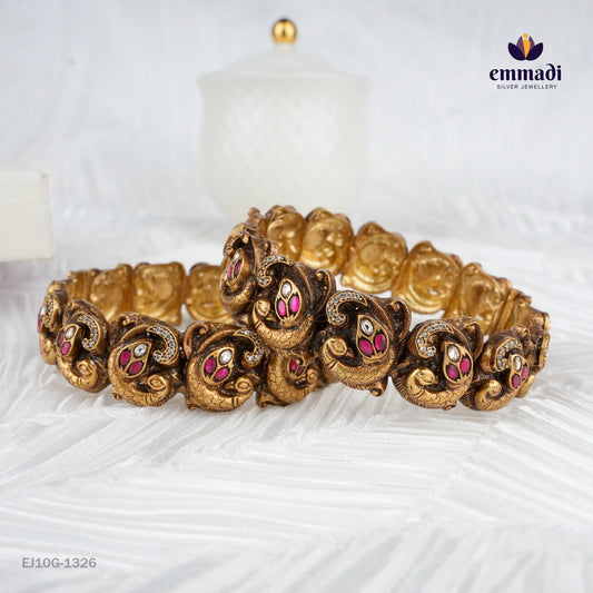 Vandhula Kundan Nakshi Pink Bangles