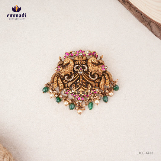 Bhartavya Kundan Nakshi Pink Pendant