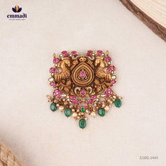 B?hanna?a Kundan Nakshi Pink Pendant