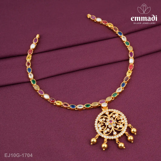 Keerthika Stone Navrathan Necklace