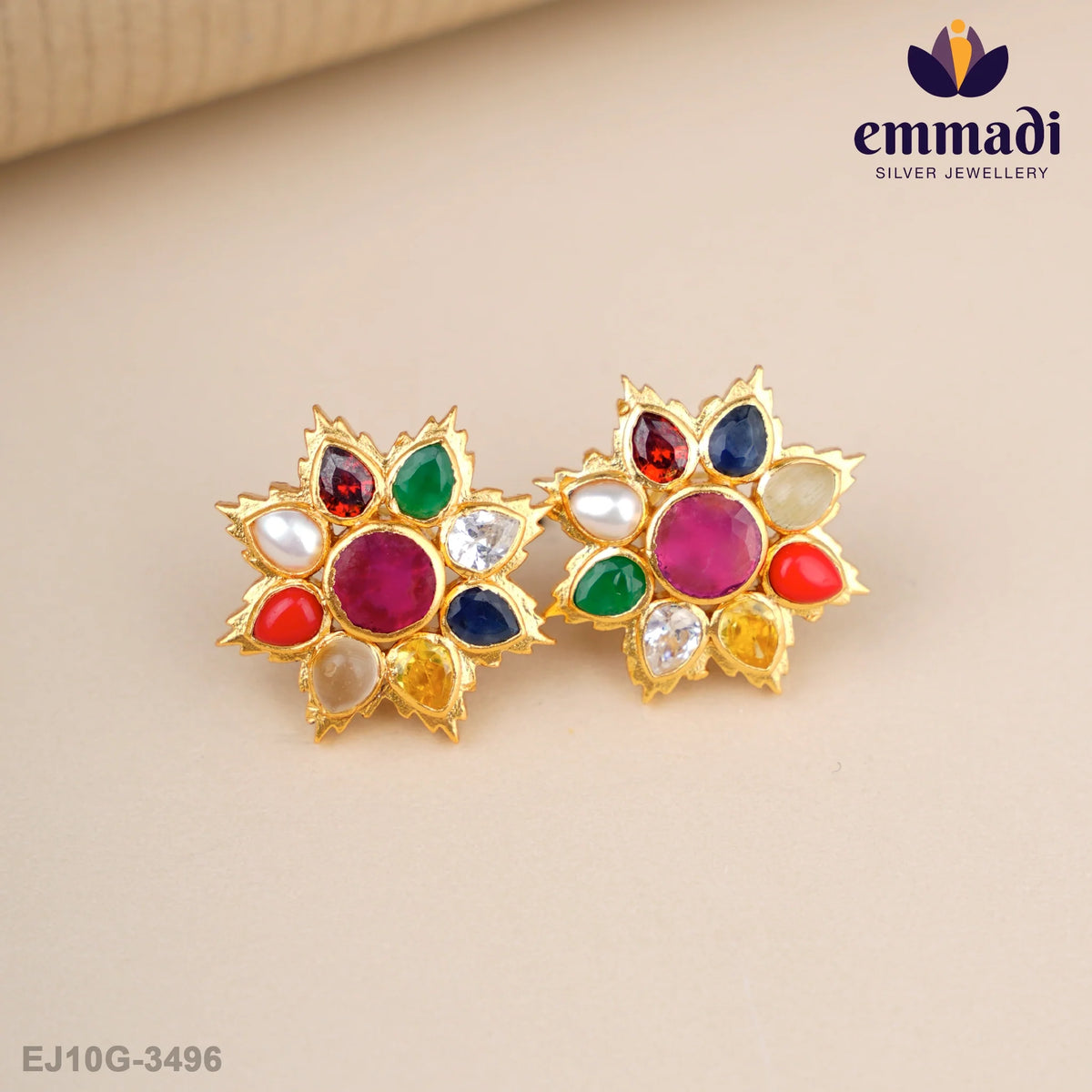 Shyamalika Stone Navrathan Studs