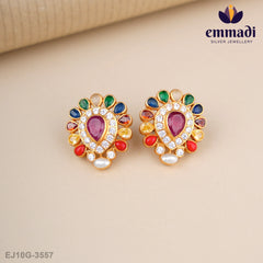 Suvarnmala Stone Navrathan Studs