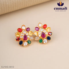 Tusharkana Stone Navrathan Studs