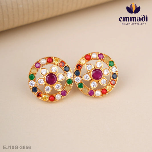 Biswambhara Stone Navrathan Studs