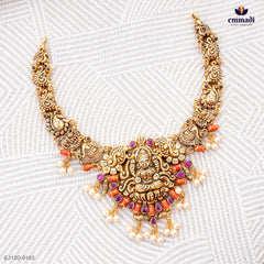 ILAVARASI Exquisite Pink Nakshi Necklace