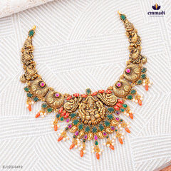 INDEARA Exquisite Multi-Colored Nakshi Necklace