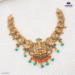 INDEIRA Elegant Green Nakshi Necklace
