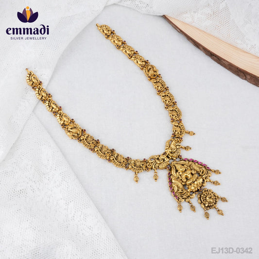Rani's Antique Red Long Necklace - Handcrafted Indian Jewellery