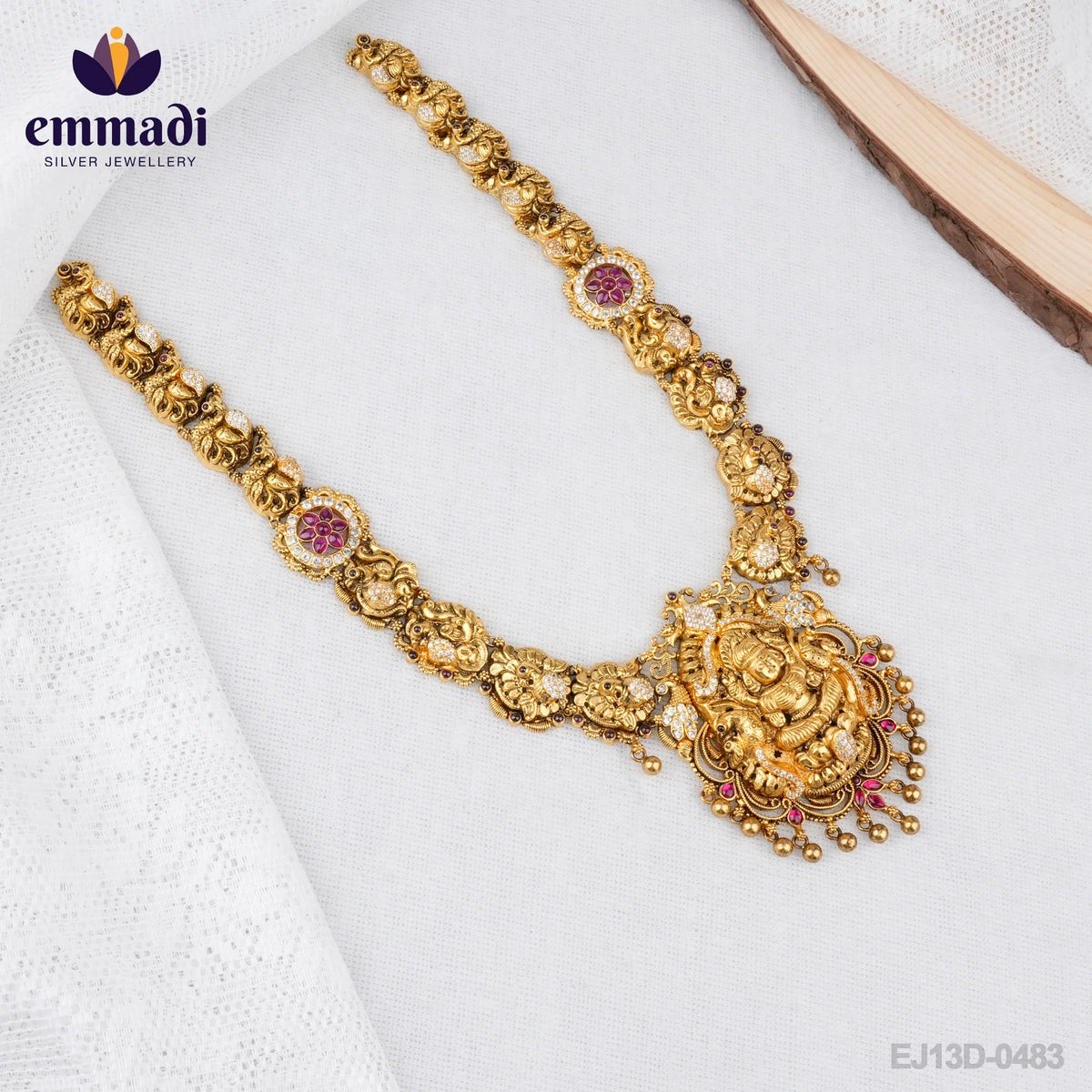 Aarushi Jewels: Nakshi Red Long Necklace