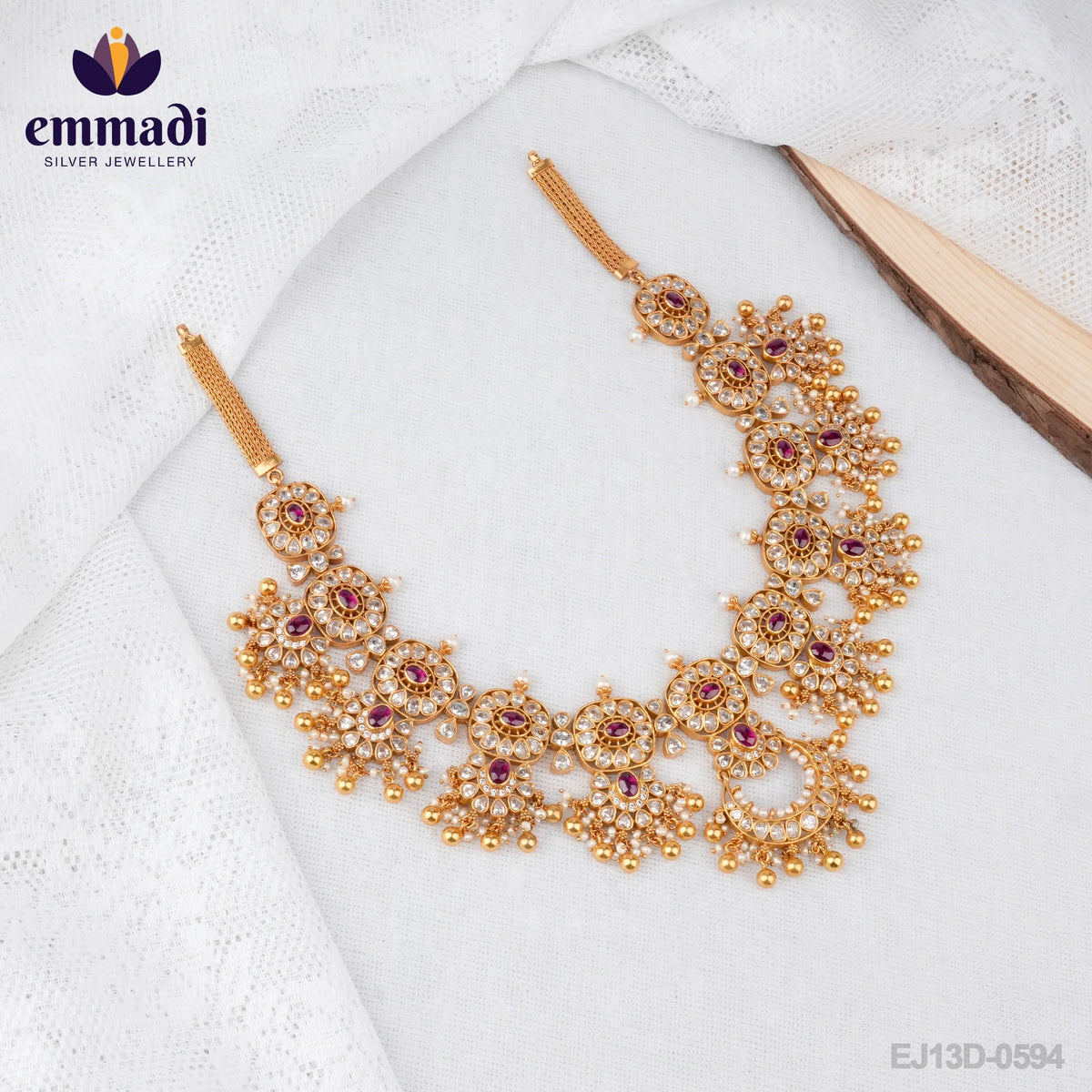 Gauri's Premium CZ White Long Necklace: Handcrafted Indian Jewelry Collection