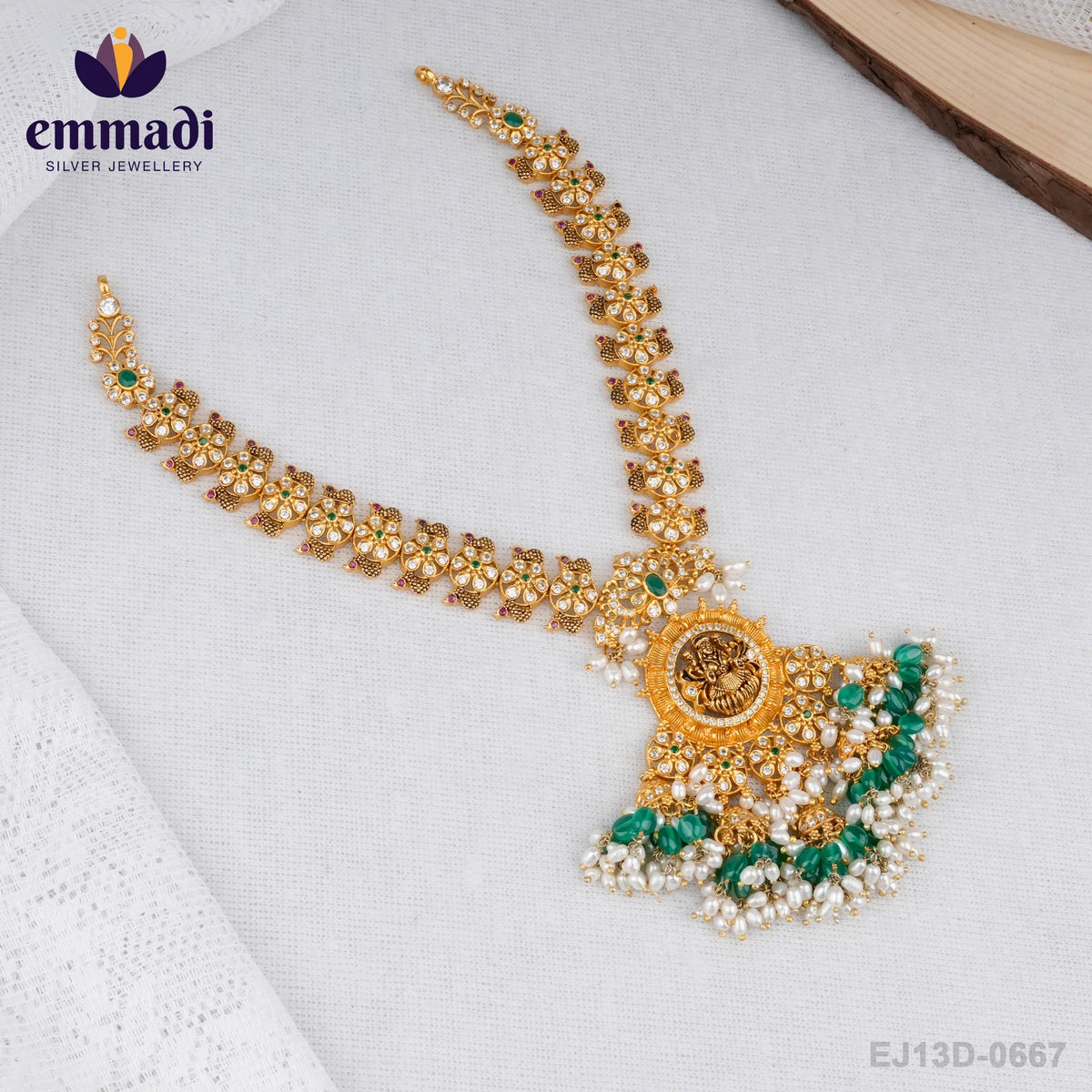 Sahana Jewels - Nakshi White Long Necklace