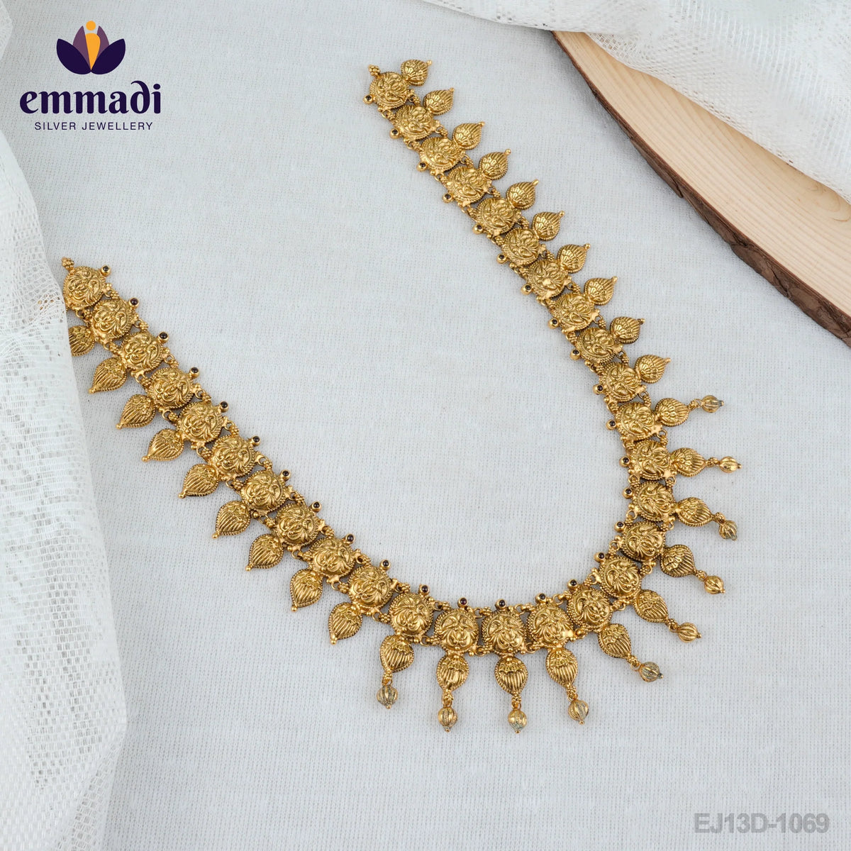 Ana Sanskrit name: Abhivyakta Handcrafted Long Necklace with Pure Gold Plating 92.5 silver by Emmadi Jewellers