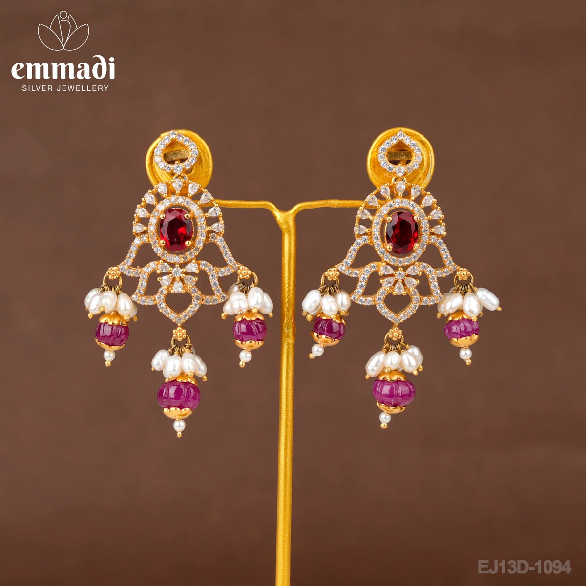 Rajeshwari Jewels: CZ Red Hangings