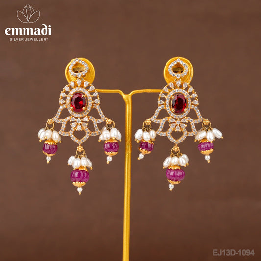Rajeshwari Jewels: CZ Red Hangings